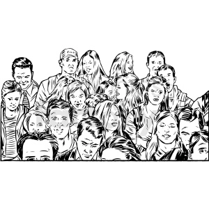 group of people clip art black and white