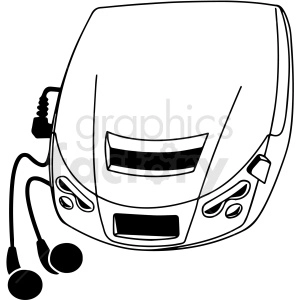 portable cd player black and white vector
