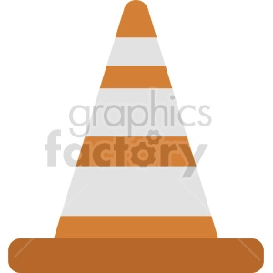 A clipart image of an orange and white traffic cone used for road safety and construction.