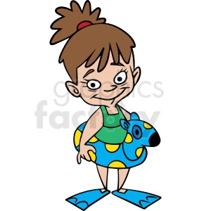 cartoon child ready for swimming vector
