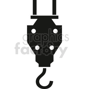 Black and white clipart image of a crane hook.