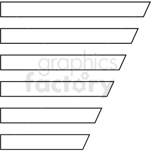 Clipart image of a six-level funnel diagram with rectangular sections decreasing in size from top to bottom.