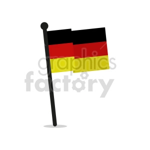 The clipart image shows a flag of Germany on a flagpole. The flag is displayed with black, red, and yellow horizontal stripes.