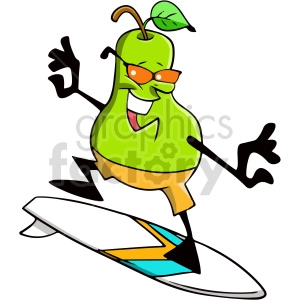 pear surfing vector clipart