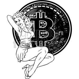 black and white bitcoin model clipart