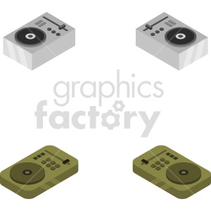 isometric record turn table vector icon clipart 7