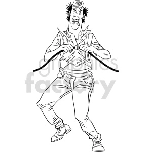 black and white guy getting electrocuted clipart