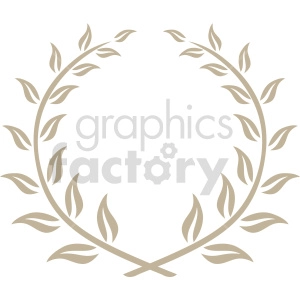 An elegant, symmetrical laurel wreath clipart image with beige leaves and branches, resembling a traditional symbol of victory and achievement.