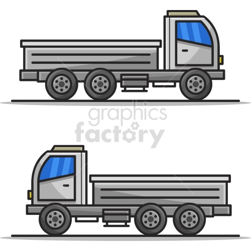 flat bed truck vector graphic set
