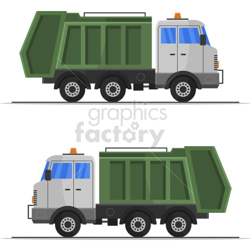city garbage trucks vector graphic
