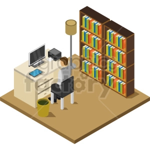 person working at desk isometric vector graphic