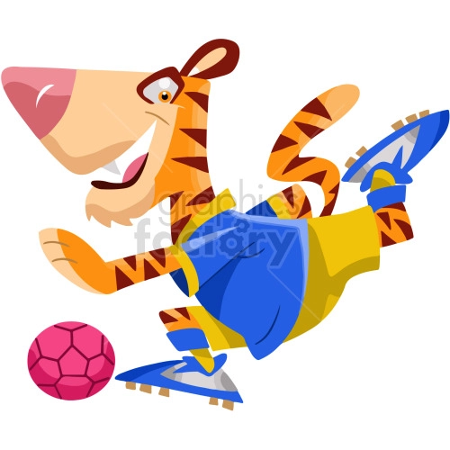 cartoon tiger playing soccer clipart