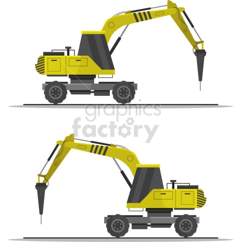 excavator jackhammer vector icon