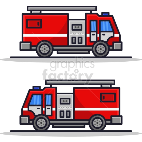 red fire engines vector graphic set