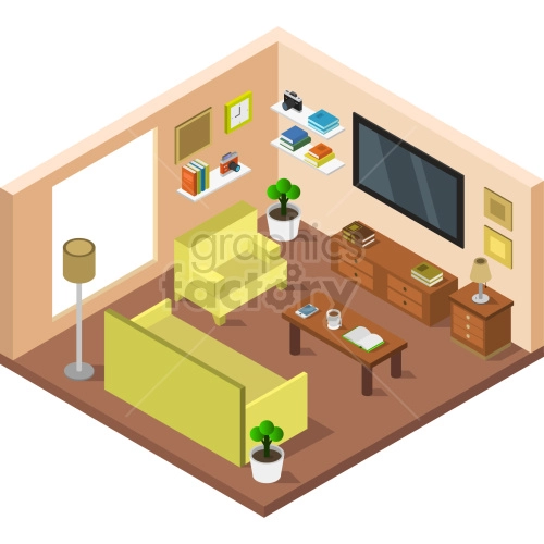 isometric living room clipart