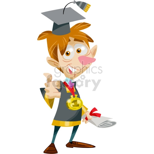cartoon male graduating school clipart