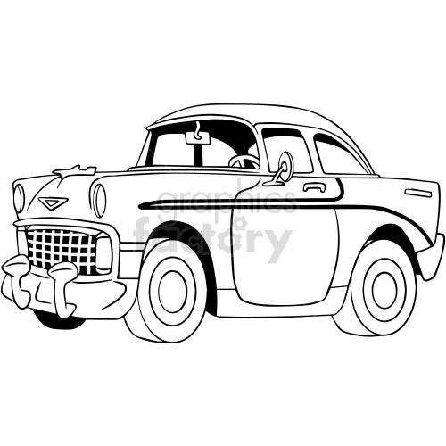 black and white cartoon hot rod car clipart