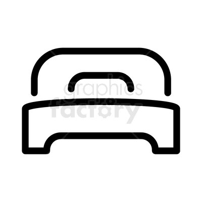 Clipart image of a bed icon in black and white.