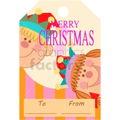 christmas name tag with elfs vector clipart