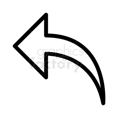 A black and white clipart image of a curved arrow pointing to the left.