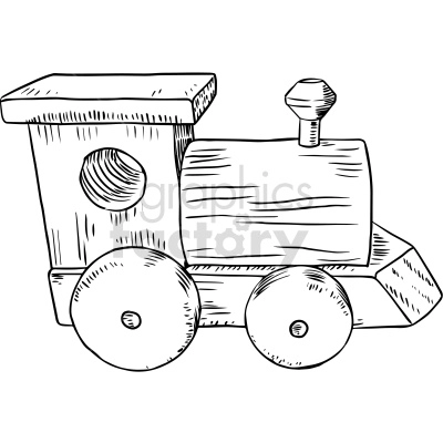 Black and white wooden train vector clipart