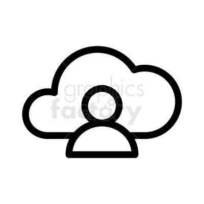 Clipart image of a person icon in front of a cloud, symbolizing cloud computing or cloud-based services.