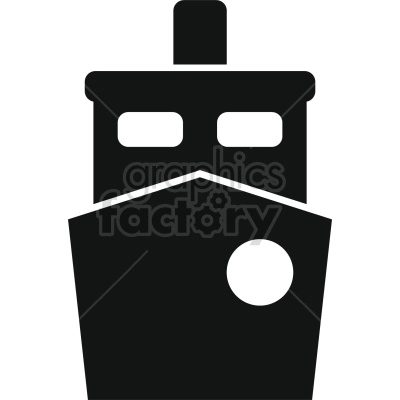 The clipart image shows a cartoon-style ship viewed from the front.
