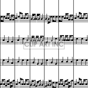 A clipart image of a musical sheet featuring various musical notes on staff lines, representing a piece of music.
