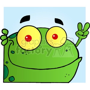 Cheerful Cartoon Frog with Peace Sign