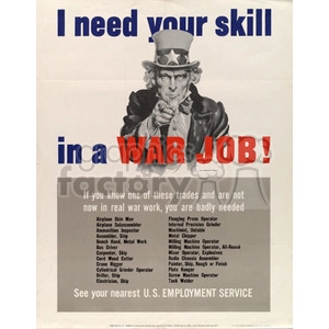 Wartime Recruitment Poster Featuring Uncle Sam