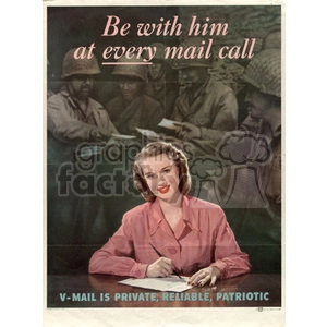 Vintage V-Mail World War II Propaganda Poster