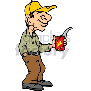 Cartoon mechanic holding an oil can