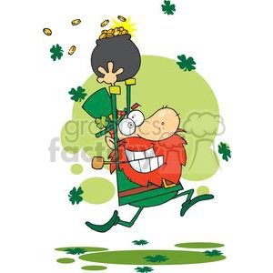 Whacky Lucky Leprechaun running with a pot of gold