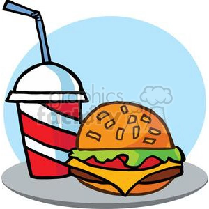 Fast Food Hamburger And A Soda