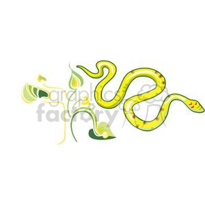 Clipart illustration featuring a stylized snake among abstract plant elements, symbolizing the star sign Scorpio and its associated characteristics.