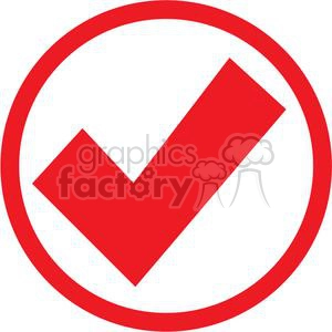 A red checkmark inside a red circular border, representing approval or correctness.