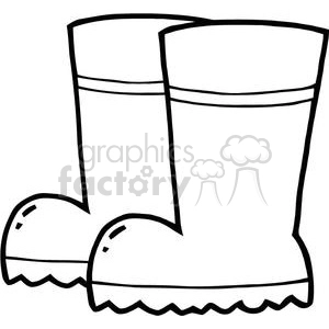 A black and white clipart image of a pair of rain boots.