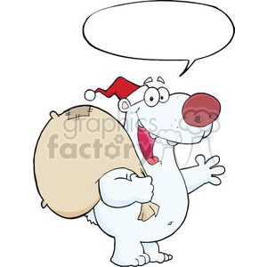 3433-Happy-Santa-Polar-Bear-Waving-A-Greeting-With-Speech-Bubble