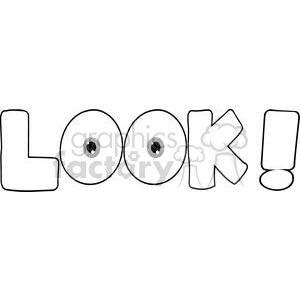 Funny Cartoon Eyes - 'LOOK' Text