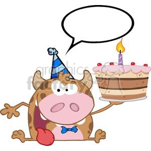 3797-Happy-Calf-Cartoon-Character-Holds-Birthday-Cake