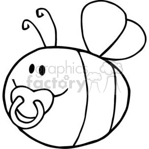 A cute cartoon-style clipart image of a bee with a pacifier.
