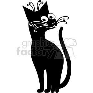 vector clip art illustration of black cat 084