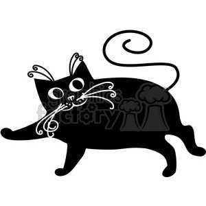 Playful Black Cat - Stylized Feline