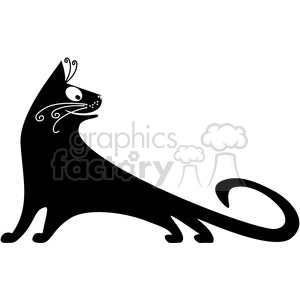 vector clip art illustration of black cat 074