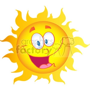 12896 RF Clipart Illustration Happy Sun Cartoon Character