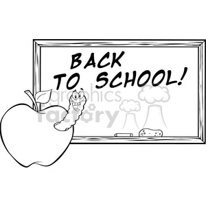 4955-Clipart-Illustration-of-Happy-Student-Worm-In-Apple-In-Front-Of-School-Chalk-Board
