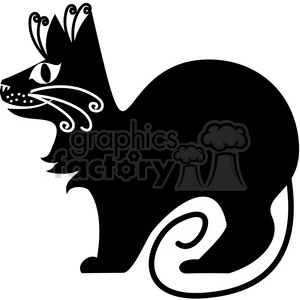 Stylized Black Cat with Decorative Accents