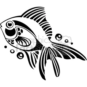 Black and White Stylized Fish Tattoo Design