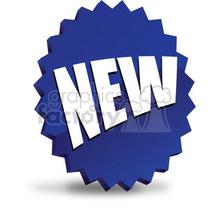 A blue starburst-shaped badge with the word 'NEW' prominently displayed in white text.