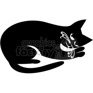 vector clip art illustration of black cat 054